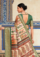 India Silk White And Green Sarees Made From Dola Handloom Silk Showcase Exquisite Craftsmanship And Rich Heritage